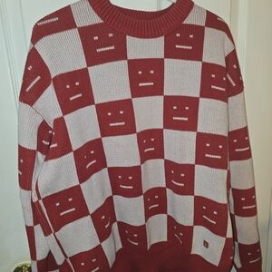 Acne Studios Red and White Checkered Men's Sweater